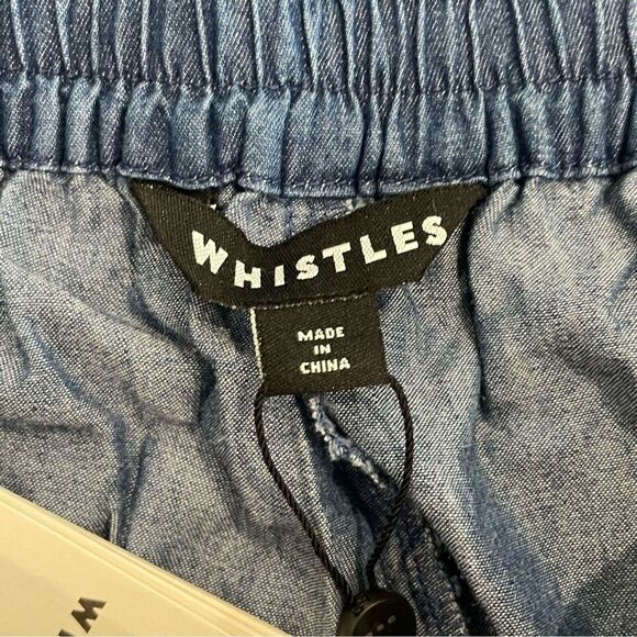 Whistles Lucy Chambray Barrel Trouser Tapered Pants Trip Cotton Blue 12 US NWT - Picture 12 of 13